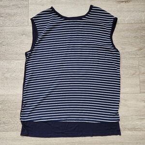 Ann Taylor Loft Blue White Striped Shirt Womens Small Flowy Beach Summer